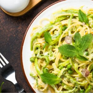 Recette de spaghetti aux légumes croquants imaginée par les pâtes Landreau.