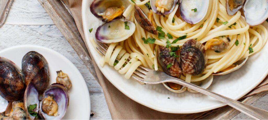Recette de spaghetti aux palourdes imaginée par les pâtes Landreau.